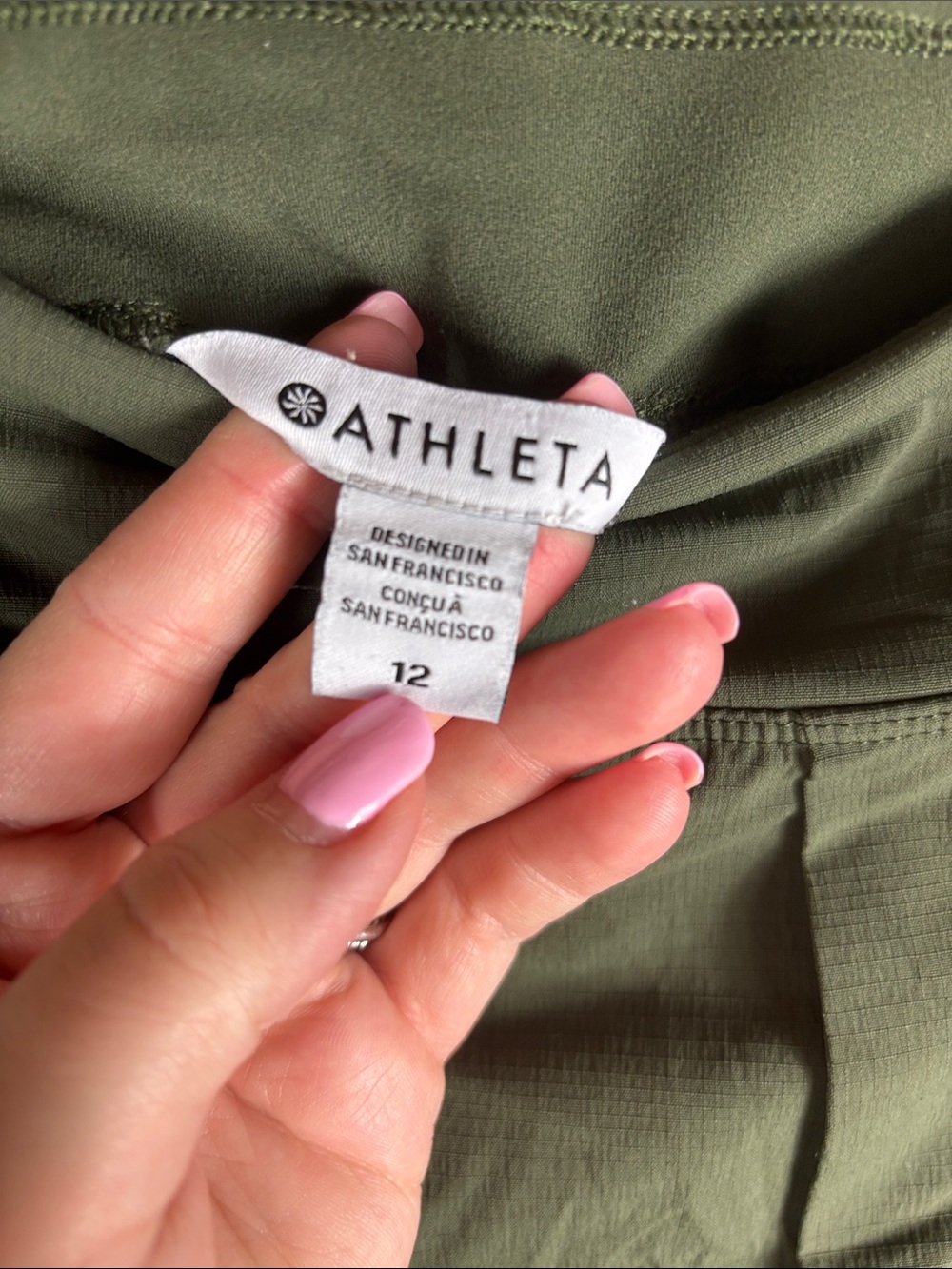 Athleta > Olive Green Active Zip-Pocket Ankle Pants 12 - Picture 7 of 8
